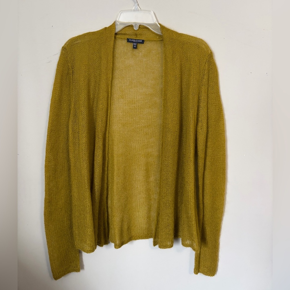 Eileen Fisher Mohair Wool Open Front Cardigan Size PM